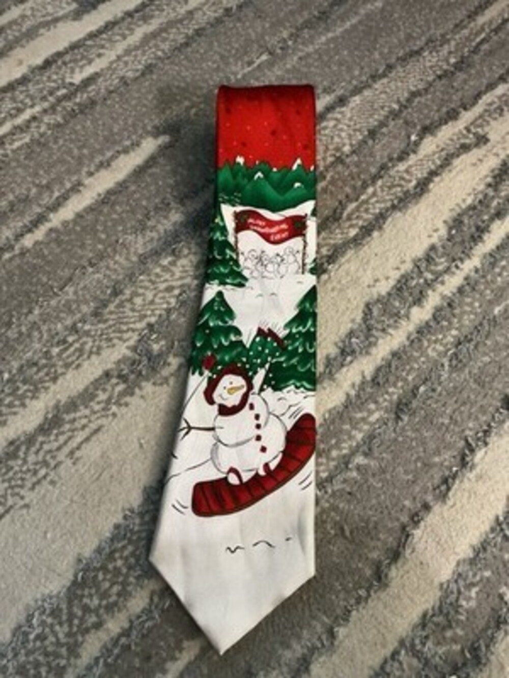 Holiday Tales Men’s 100% Silk Tie Christmas Santa Holiday Snow Boarding